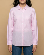 Camisa manga larga cuello camisero de caída ligera - Rosa