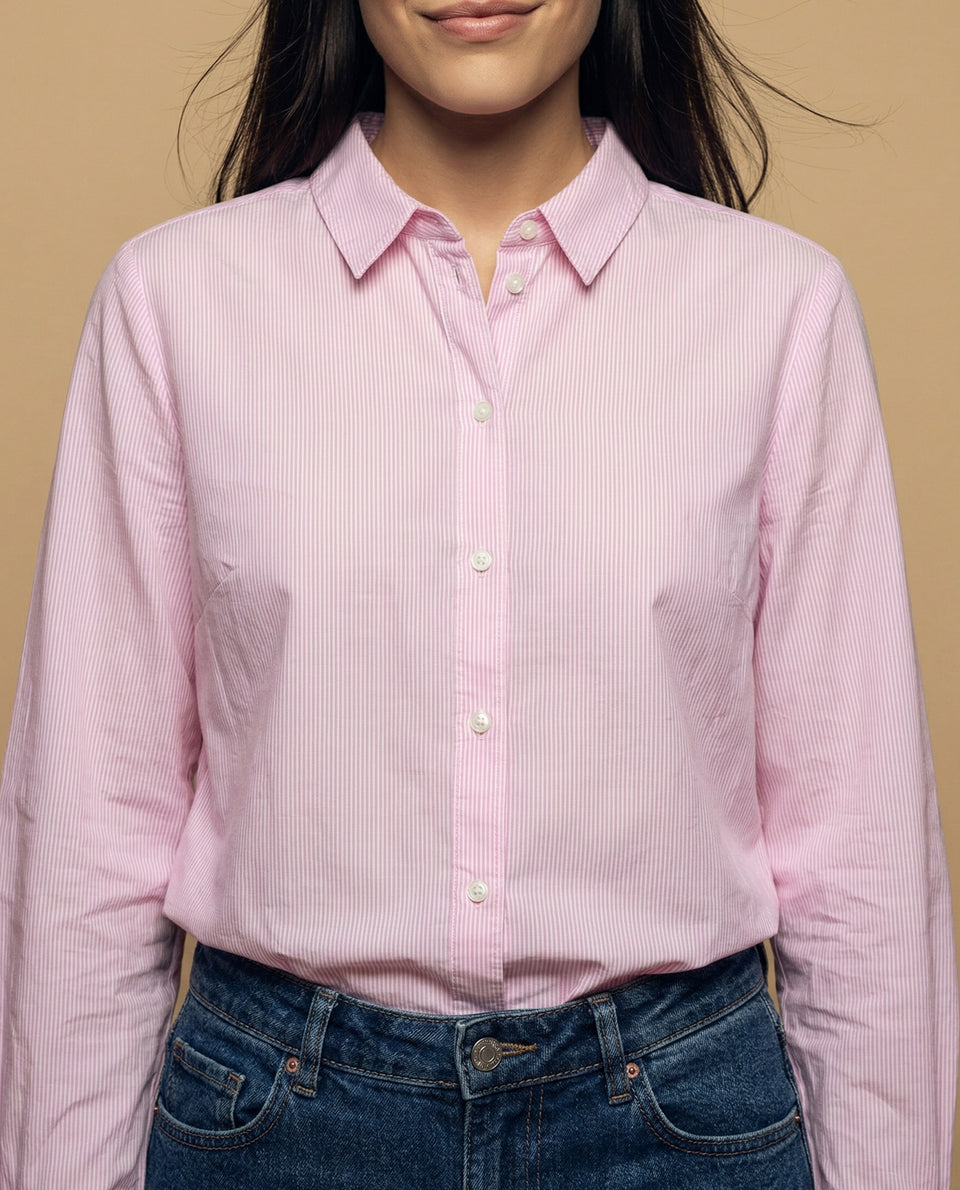 Camisa manga larga cuello camisero de caída ligera - Rosa 34_615F339_ROS152213_7