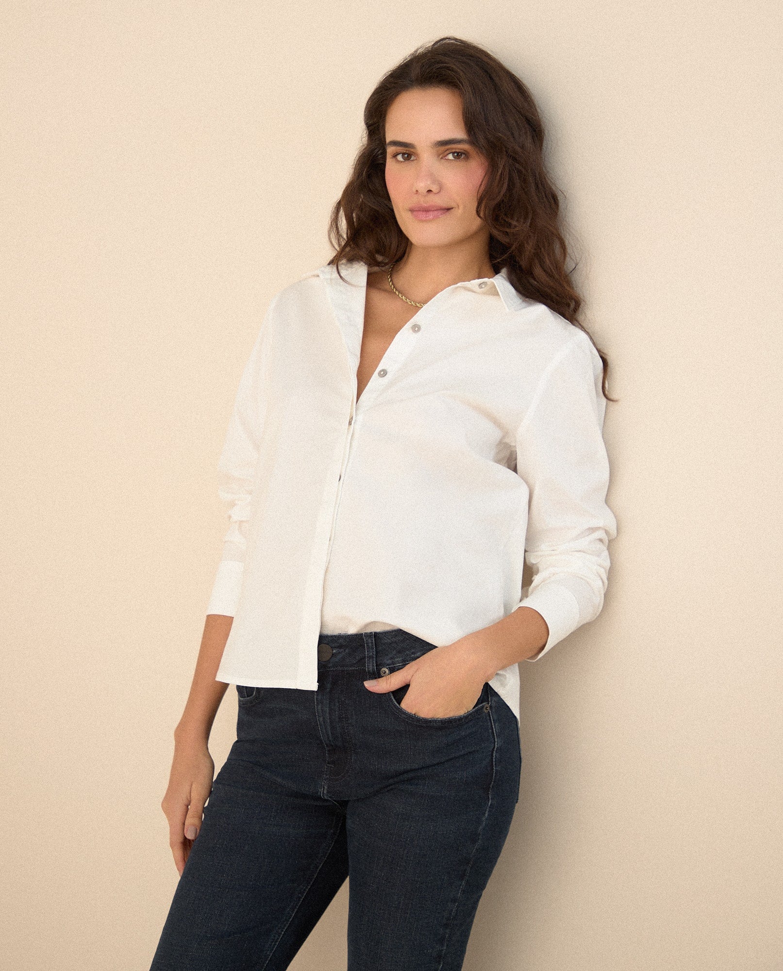 Camisa de diseño abierto para mujer - Crudo 34_615F341_CRU110605_0