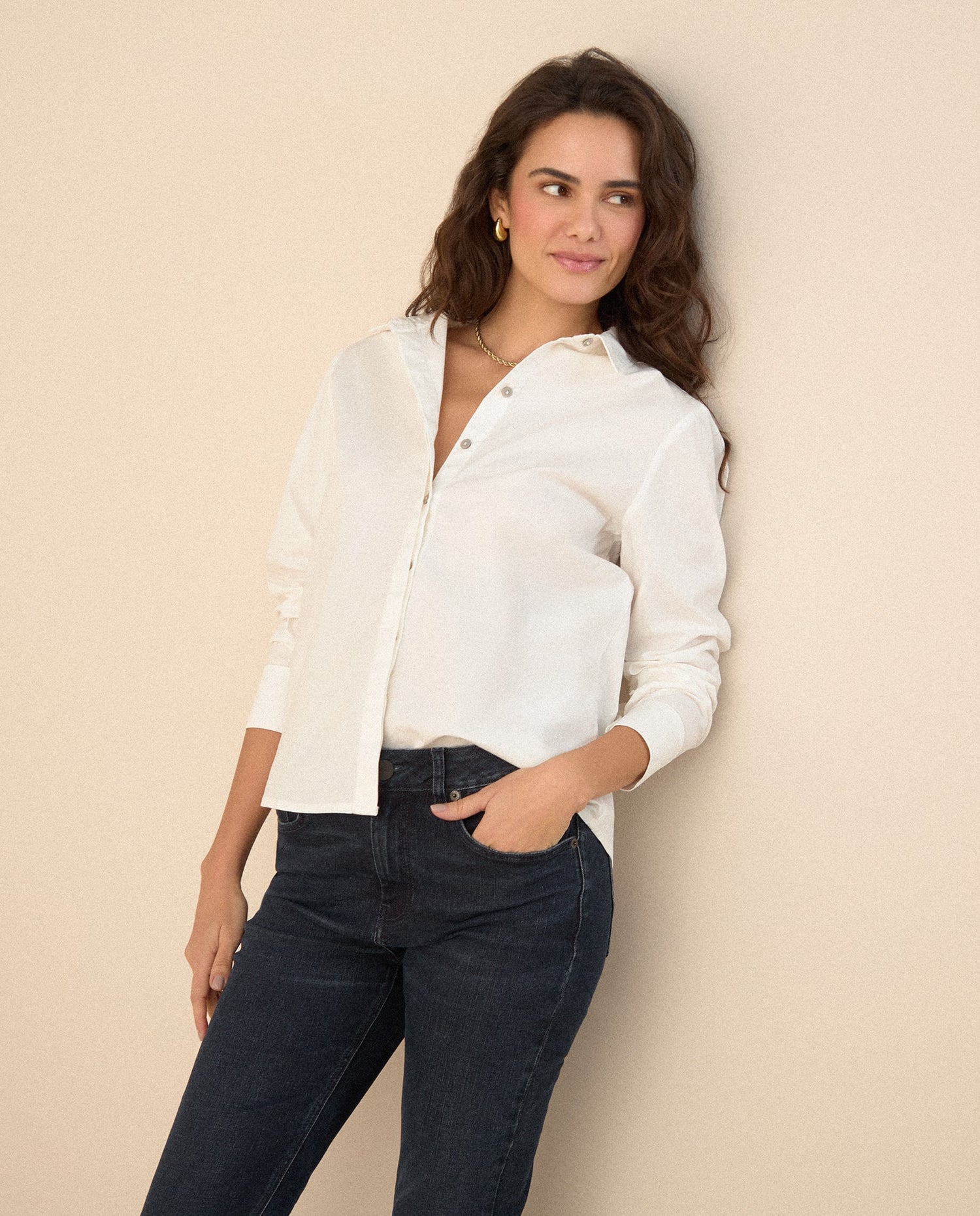 Camisa de diseño abierto para mujer - Crudo