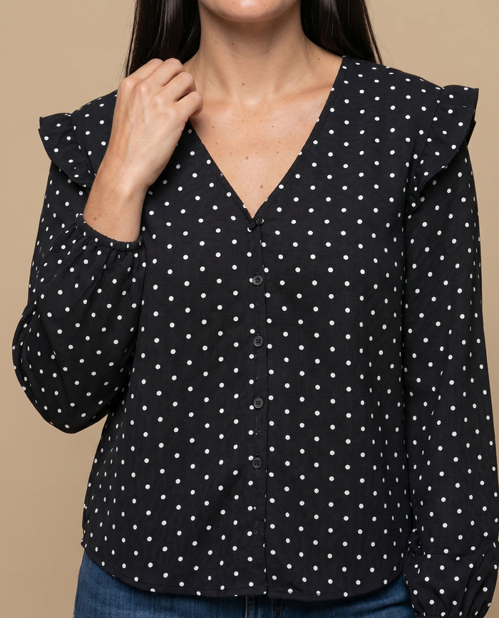 Camisa con bolero en hombros para mujer - Negro 34_615G302_NEG190303_3