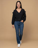 Camisa con bolero en hombros para mujer - Negro