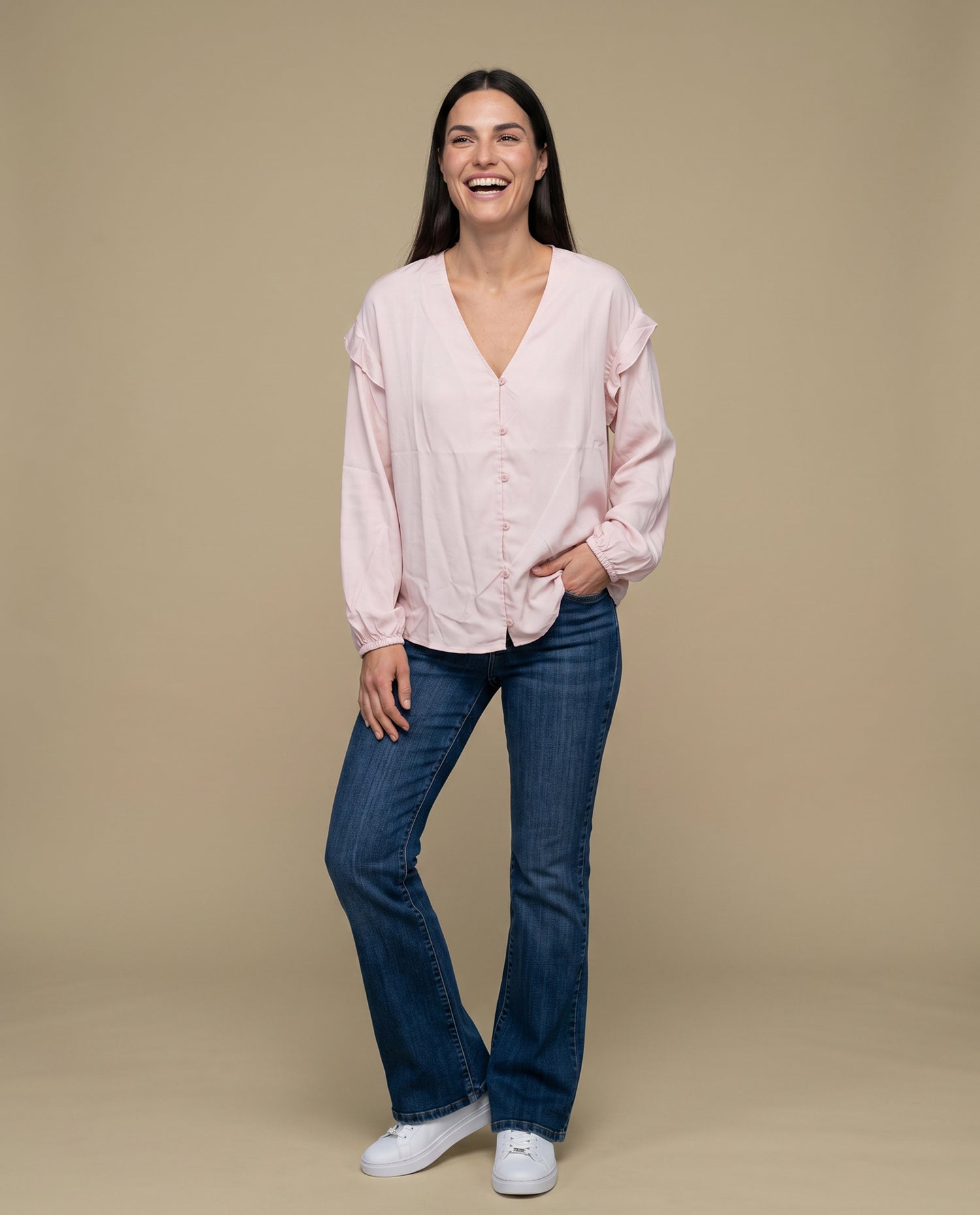 Camisa con bolero en hombros para mujer - Rosa