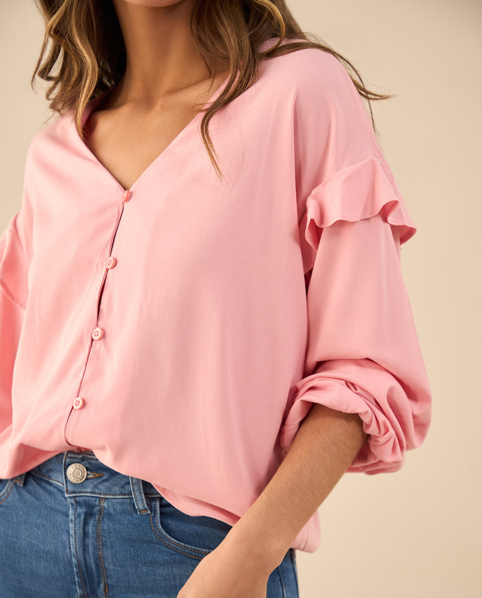 Camisa con bolero en hombros para mujer - Rosa 34_615G302_ROS161707_3