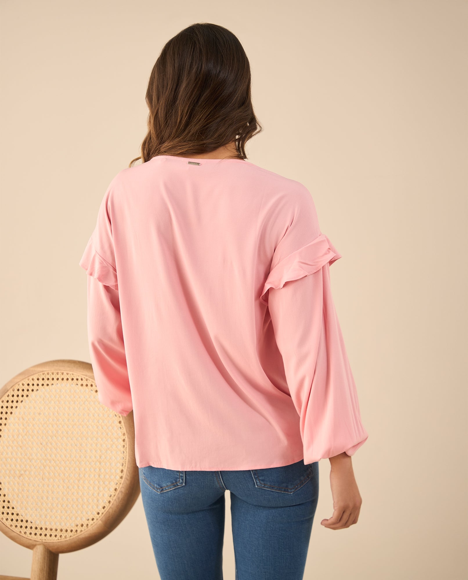 Camisa con bolero en hombros para mujer - Rosa 34_615G302_ROS161707_5
