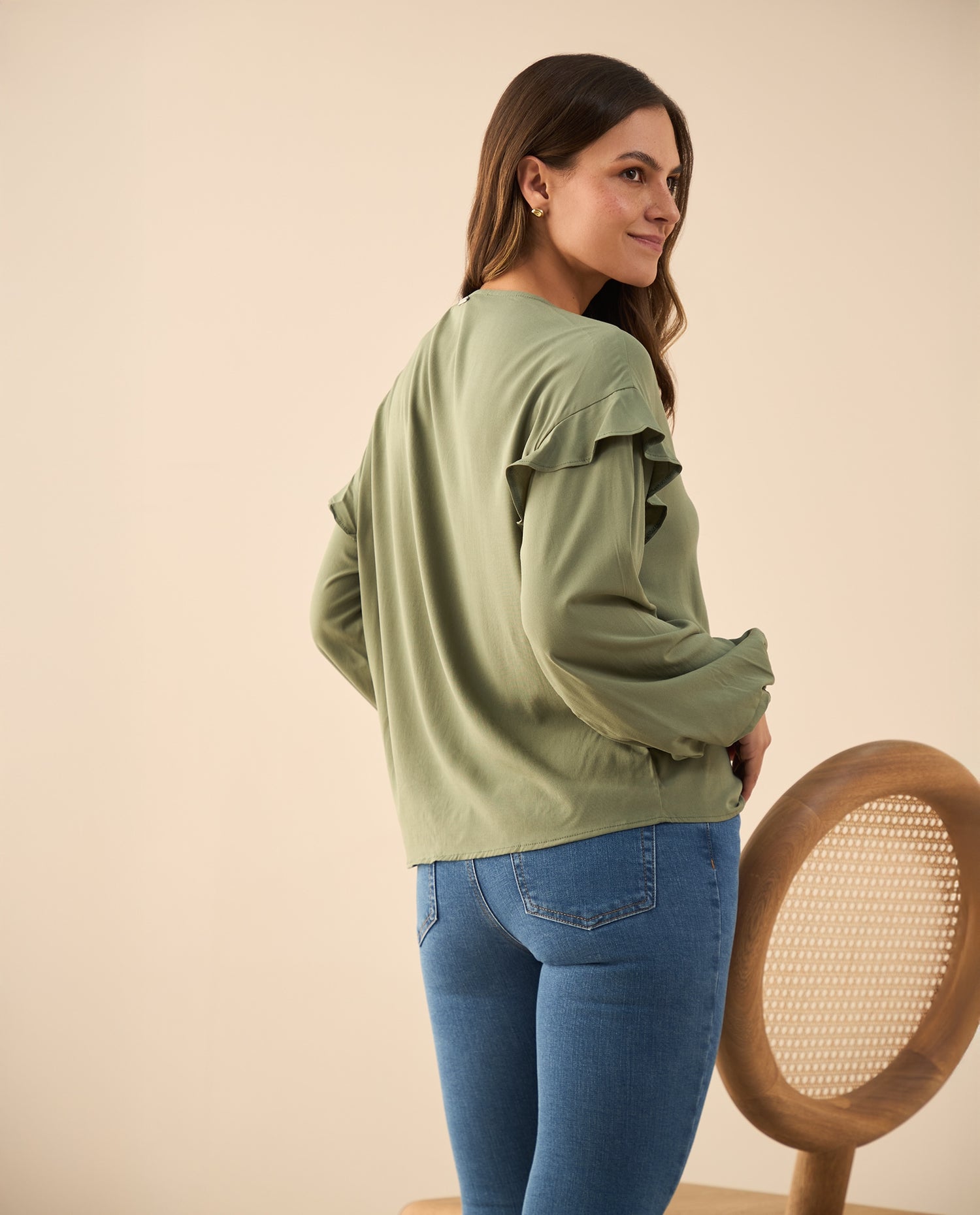Camisa con bolero en hombros para mujer - Verde