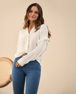 Camisa con bolero en manga para mujer - Crudo