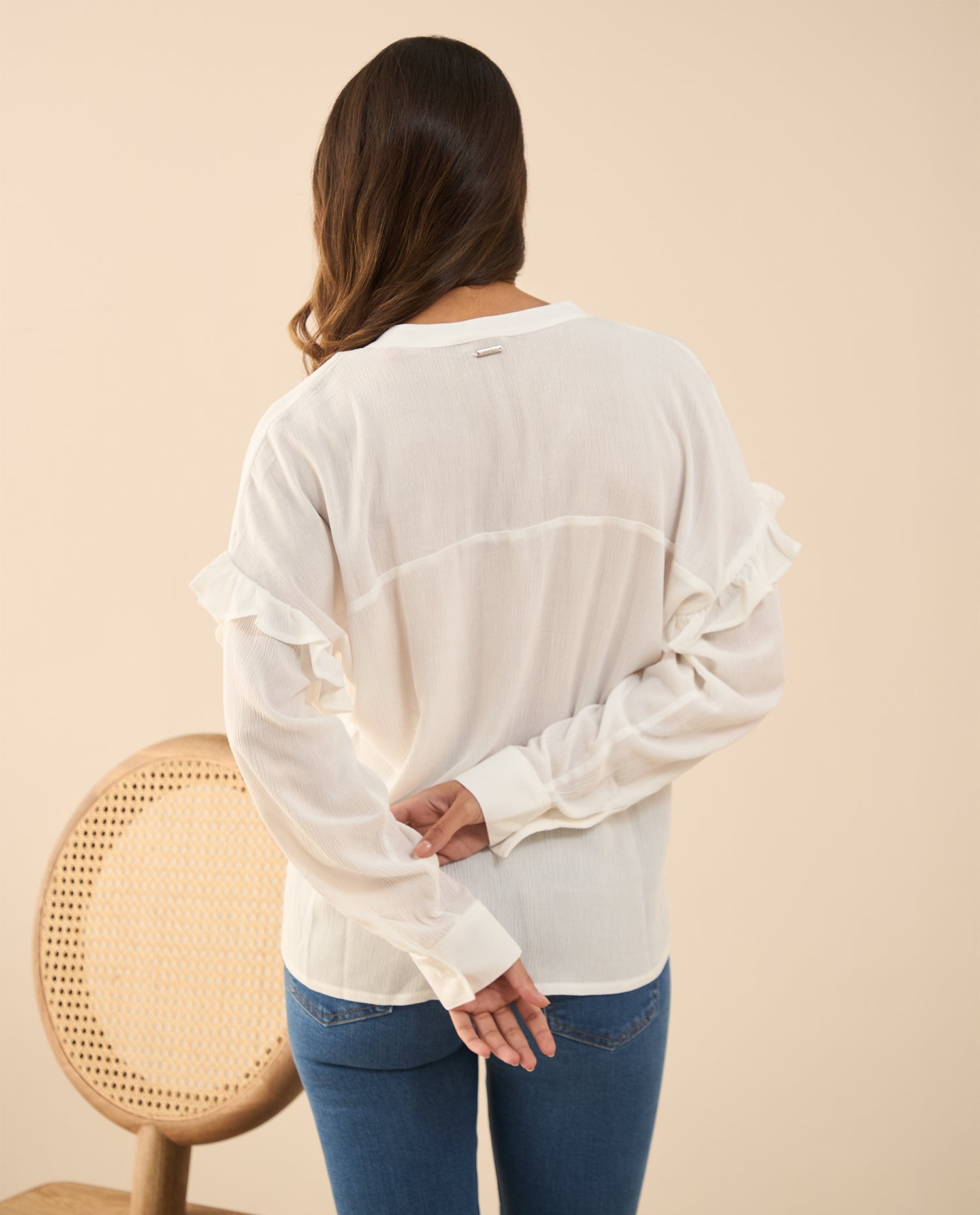 Camisa con bolero en manga para mujer - Crudo