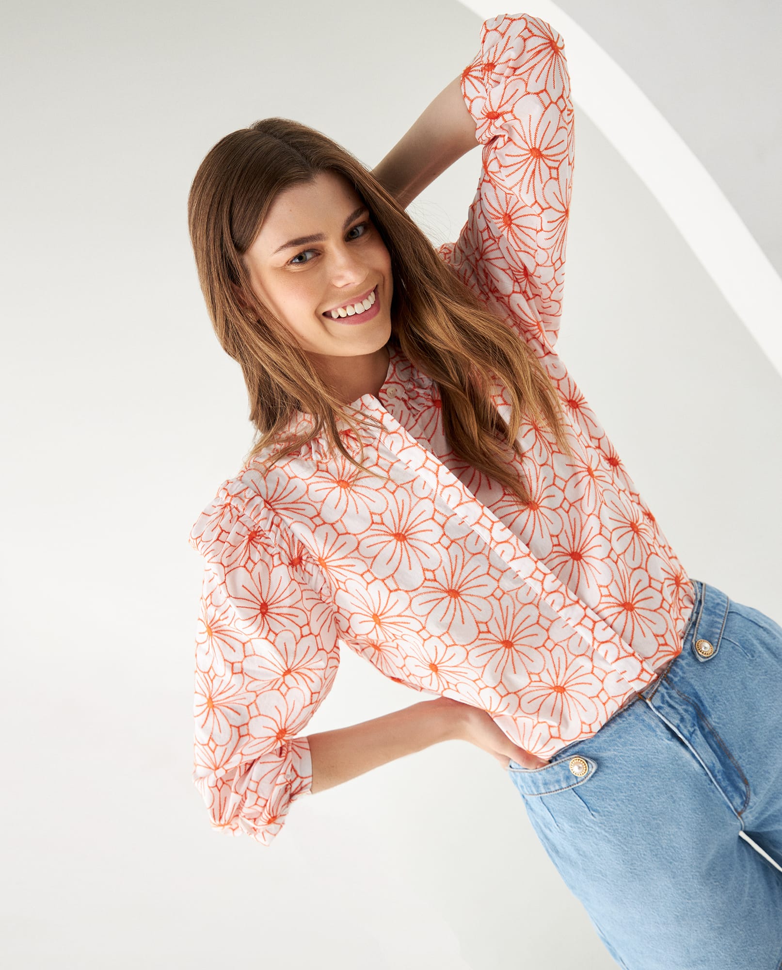 Camisa con diseños bordados para mujer - Naranja 34_619E023_NAR120917_0