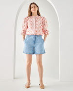 Camisa con diseños bordados para mujer - Naranja
