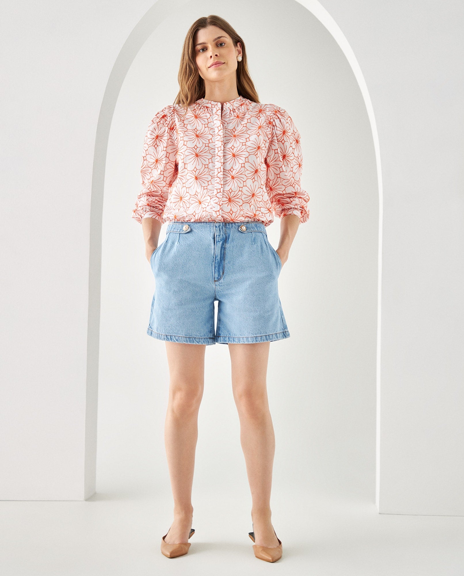 Camisa con diseños bordados para mujer - Naranja 34_619E023_NAR120917_5