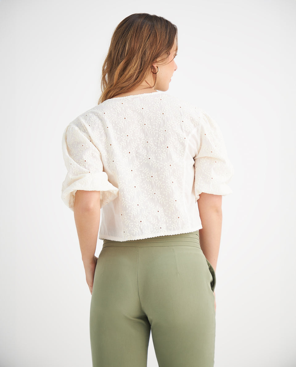 Camisa con detalles desagujados para mujer - Crudo 34_619F000_CRU110602_4