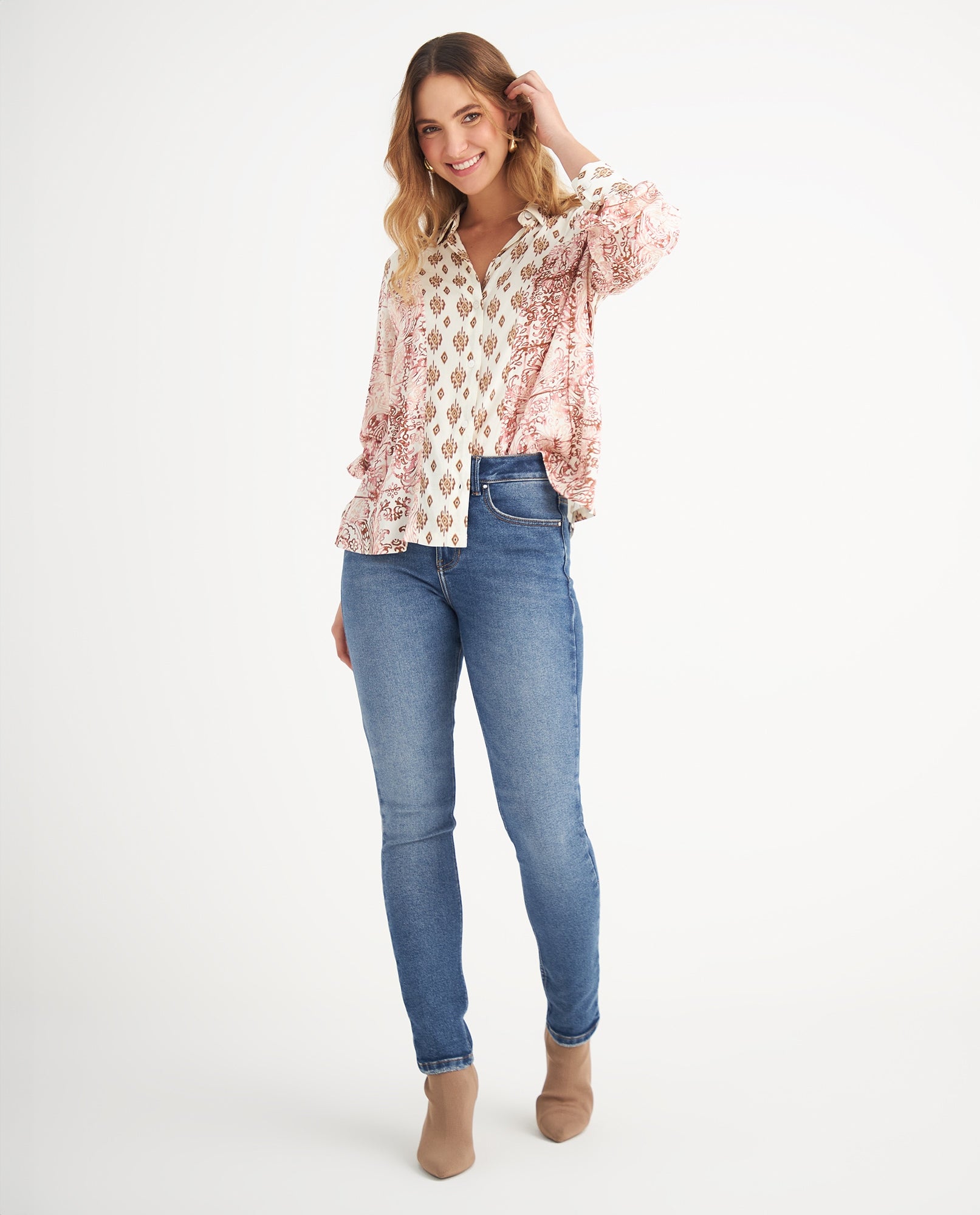 Camisa con cortes decorativos en frente para mujer - Crudo 34_619F005_CRU110701_6