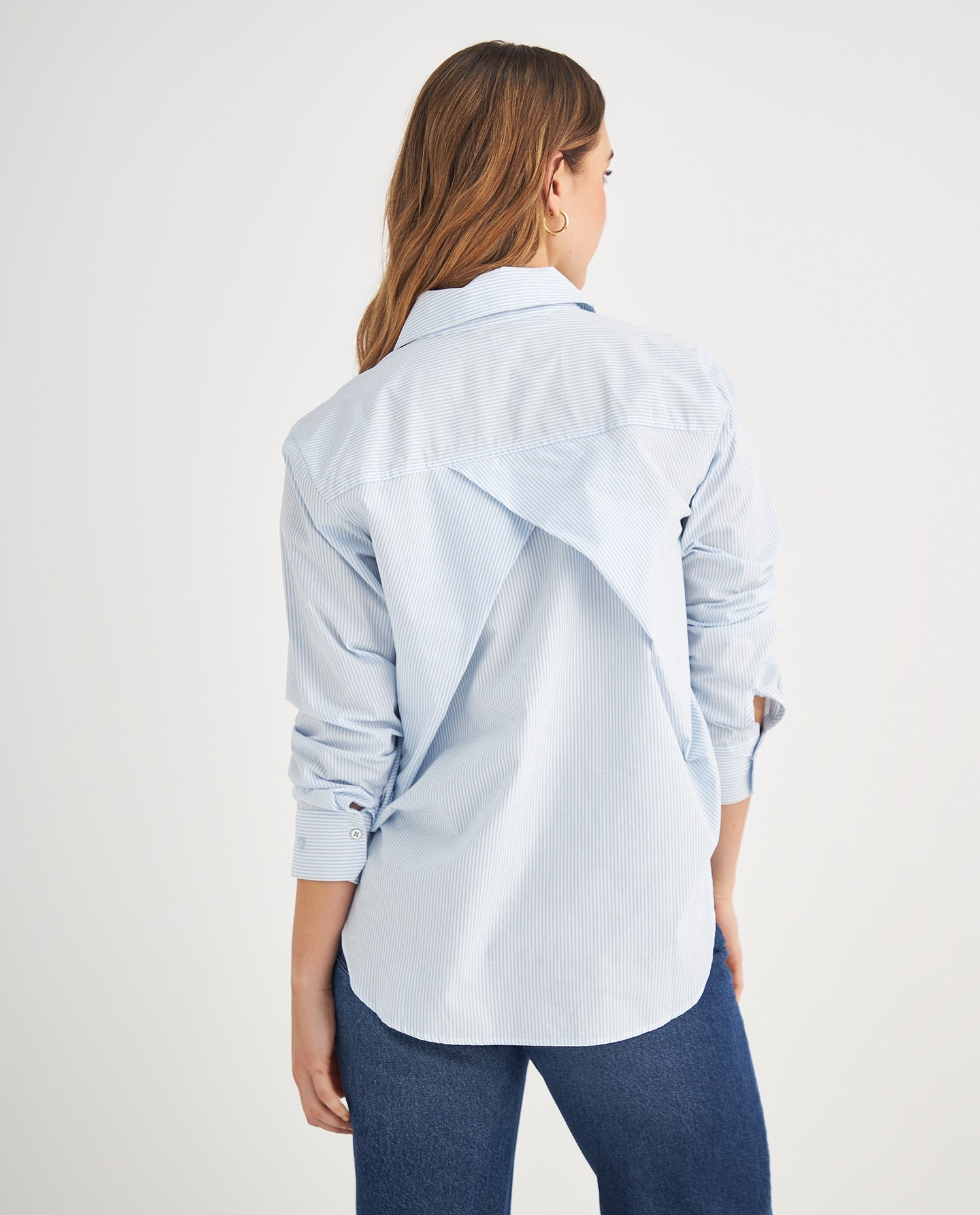 Camisa de diseño a rayas para mujer - Azul