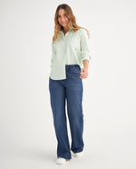 Camisa de diseño a rayas para mujer - Verde