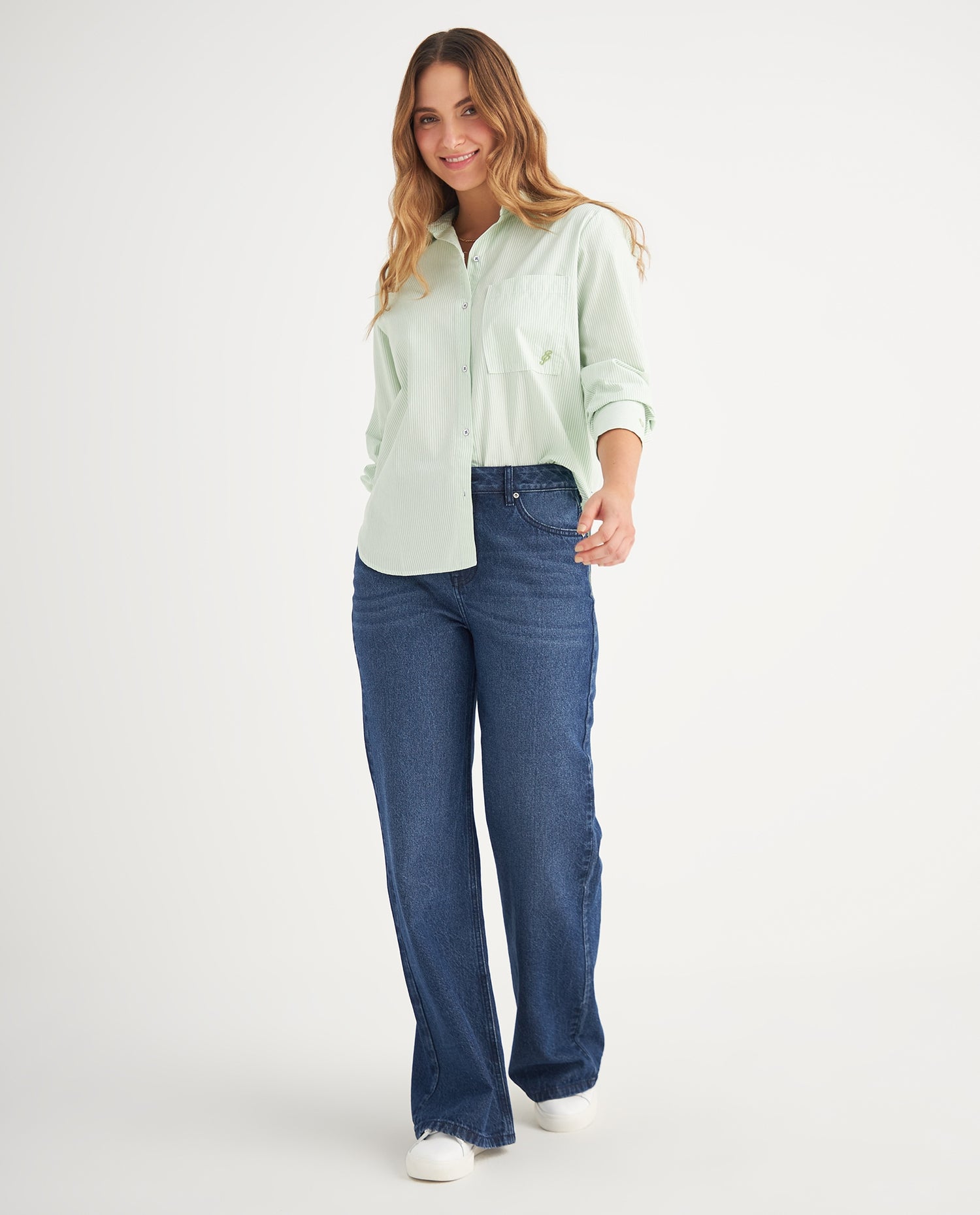 Camisa de diseño a rayas para mujer - Verde