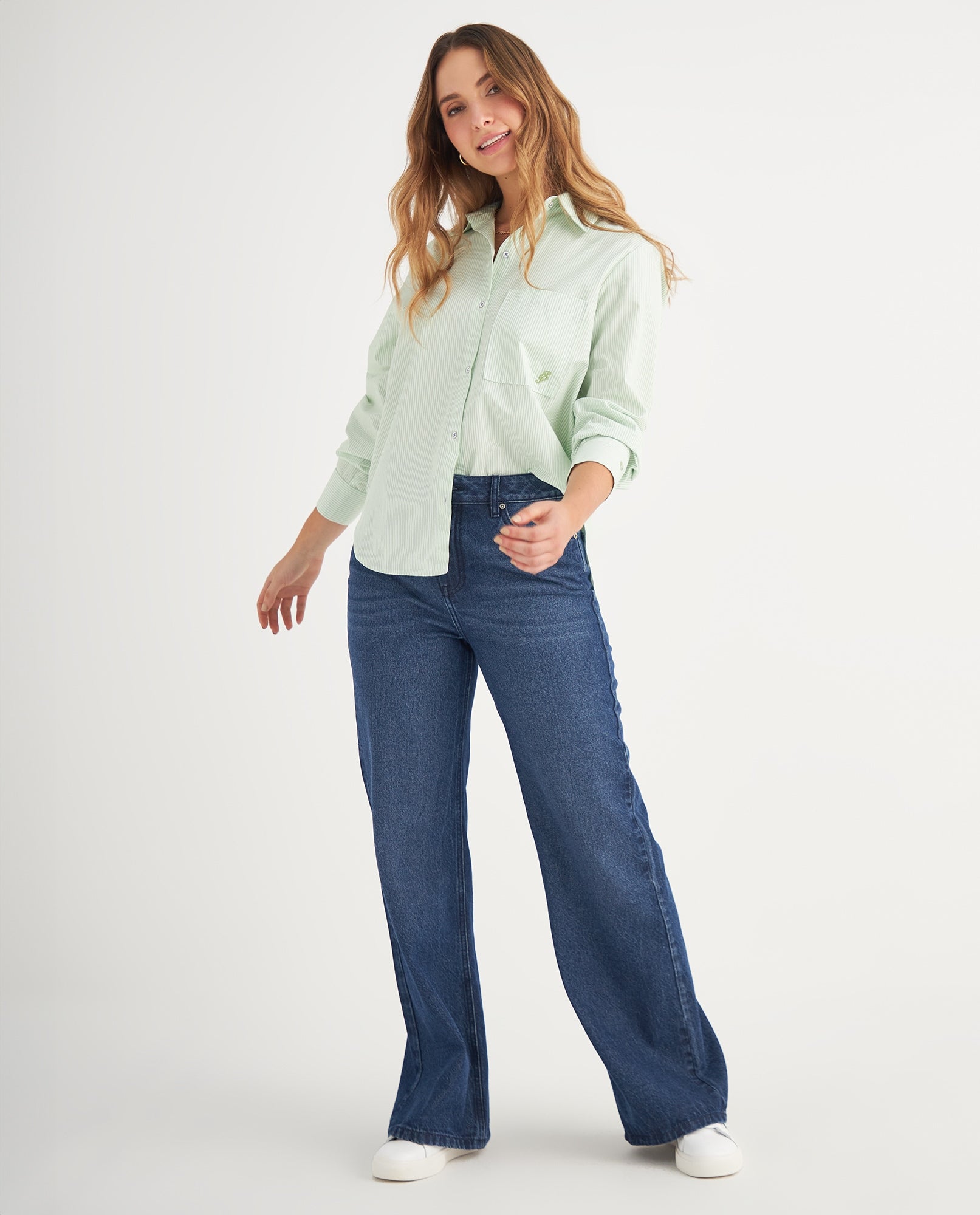 Camisa de diseño a rayas para mujer - Verde 34_619F011_VER140121_6