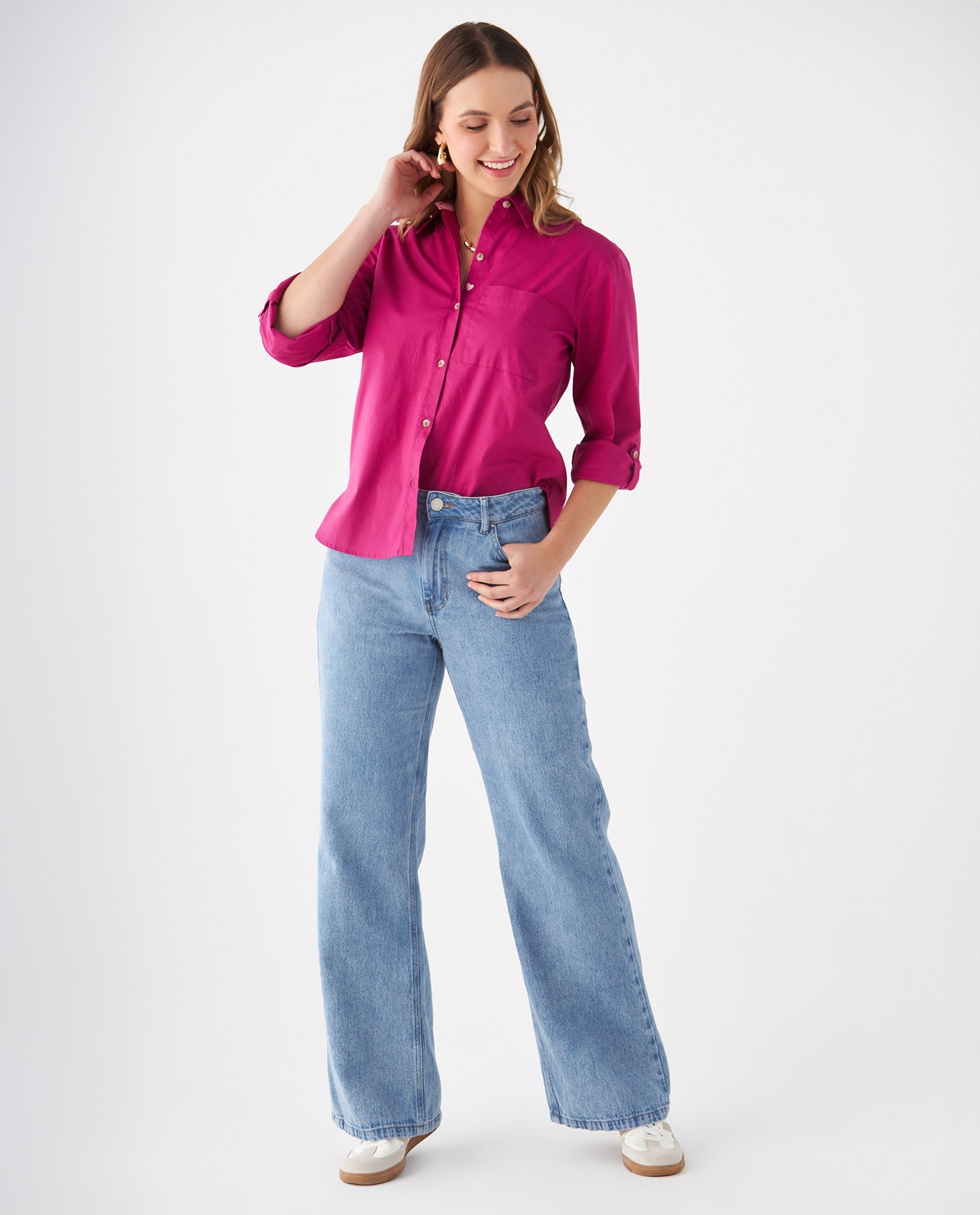 Camisa con bolsillo de parche para mujer - Morado 34_619F022_MOR182527_6