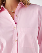 Camisa con bolsillo de parche para mujer - Rosa