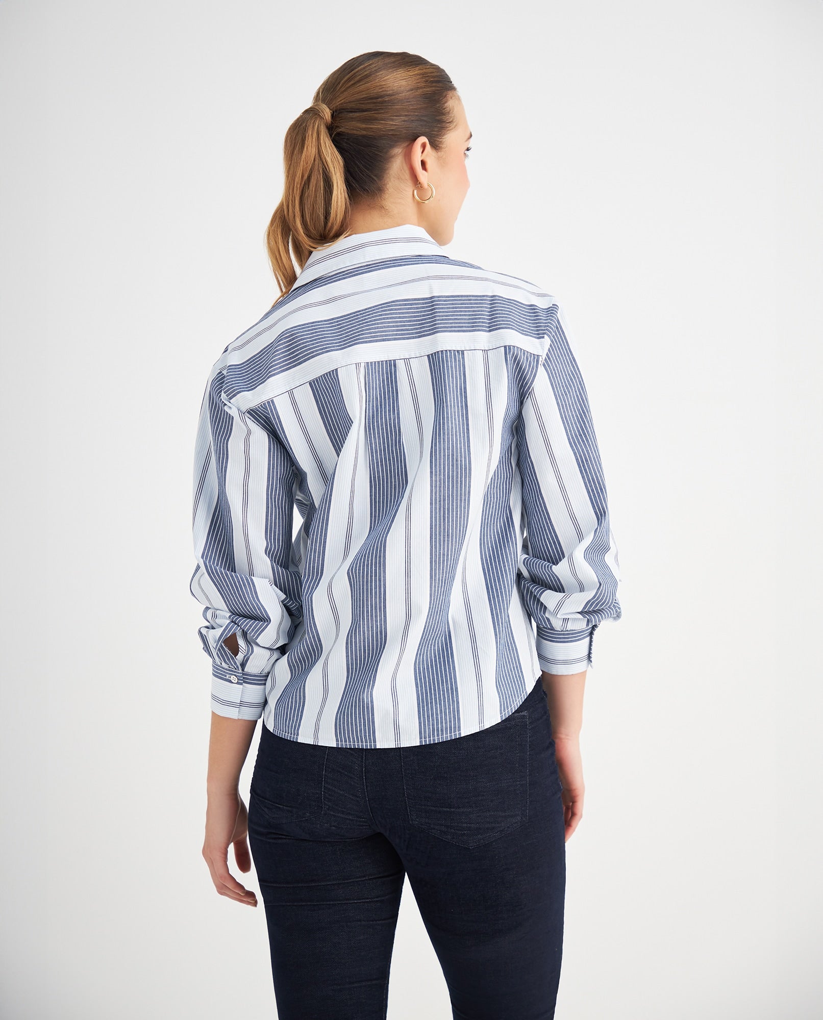 Camisa con bordado de letras para mujer - Azul 34_619F035_AZU193923_4