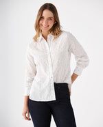 Camisa con bordado de estrellas para mujer - Blanco