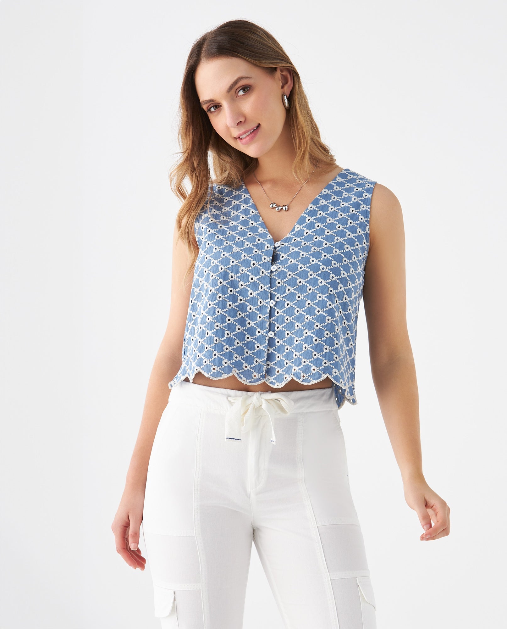 Camisa bordada para mujer - Azul 34_619F039_AZU194019_0