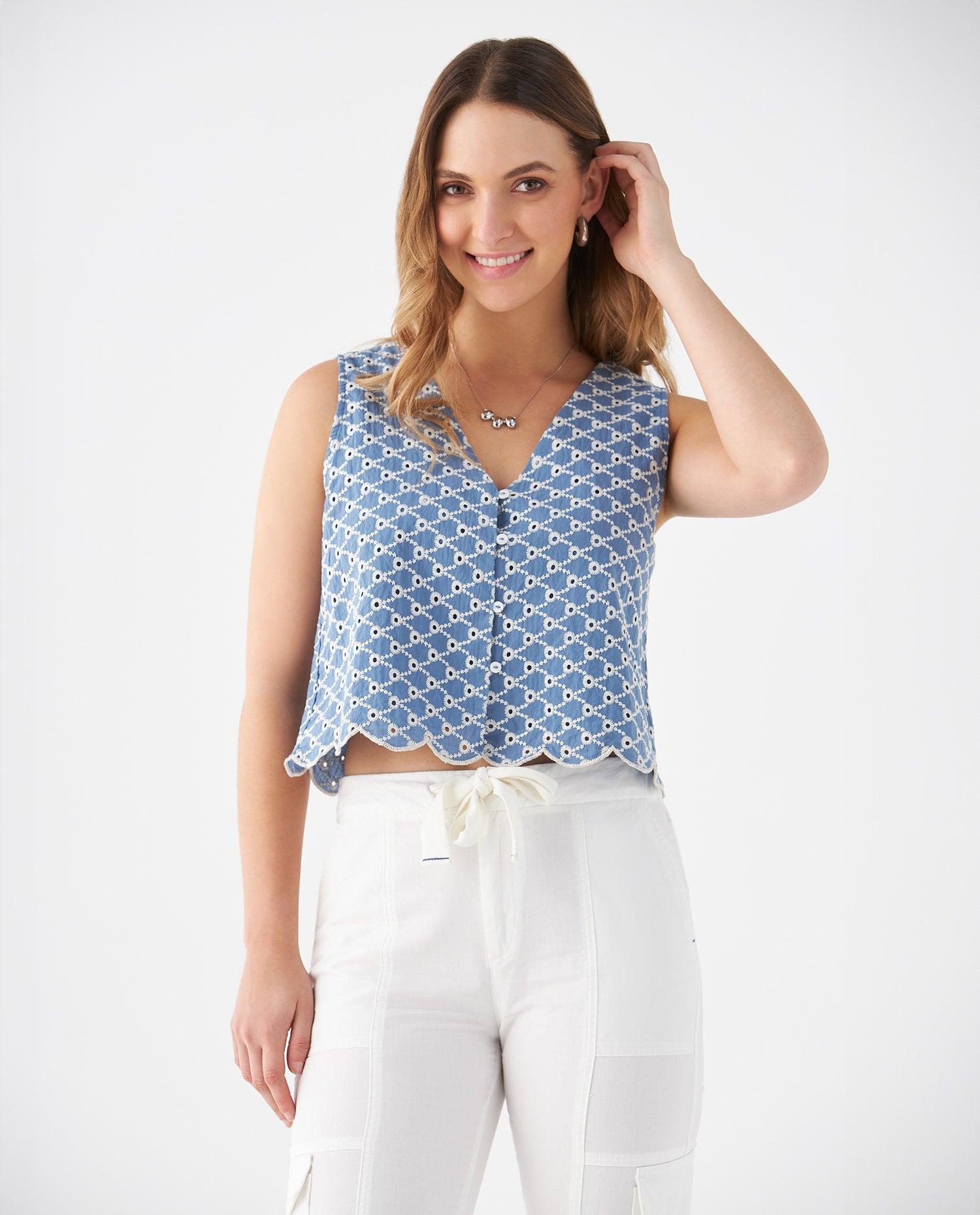 Camisa bordada para mujer - Azul