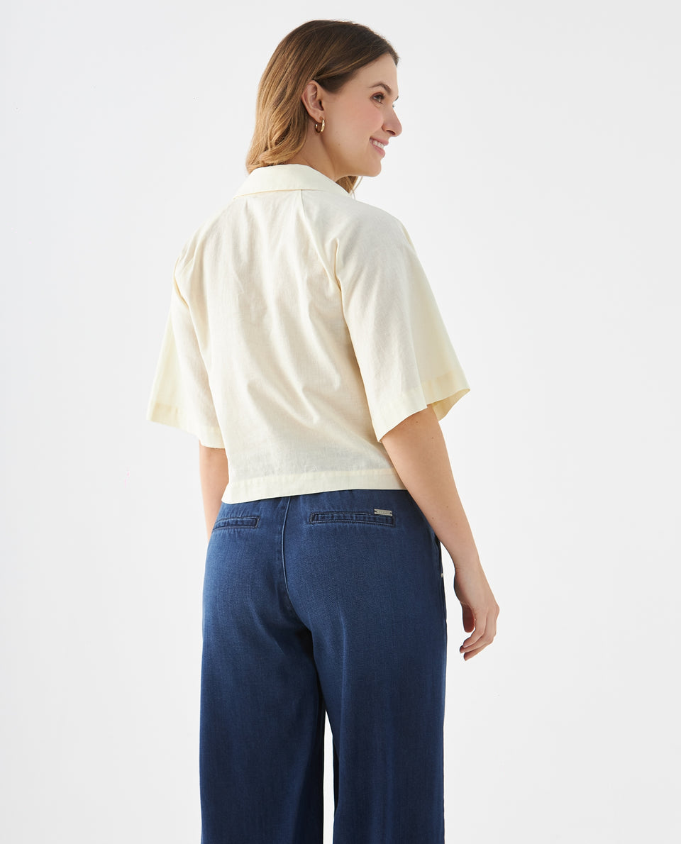 Camisa de cuello clásico para mujer - Amarillo 34_619F042_AMA110510_4