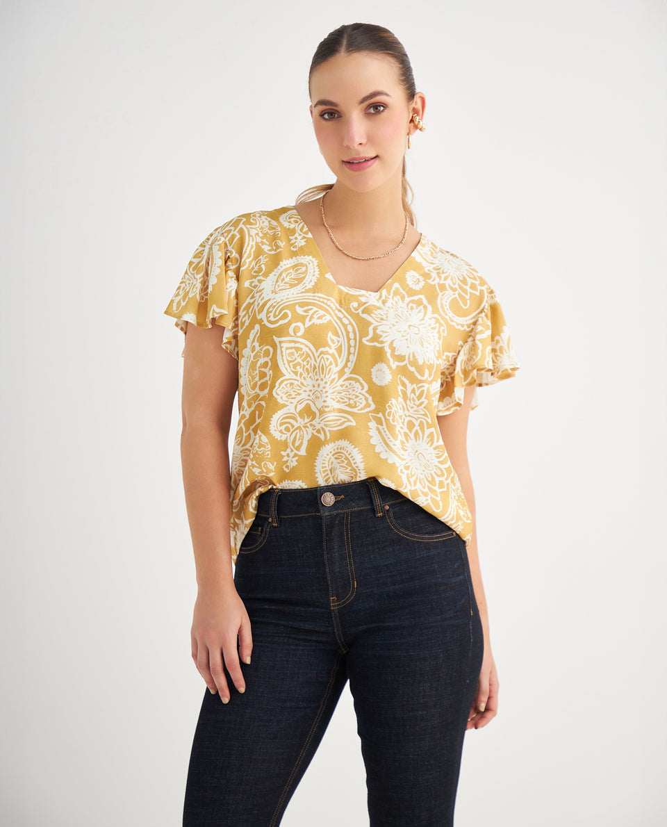 Camisa manga corta con bolero para mujer - Amarillo 34_619F043_AMA160952_6