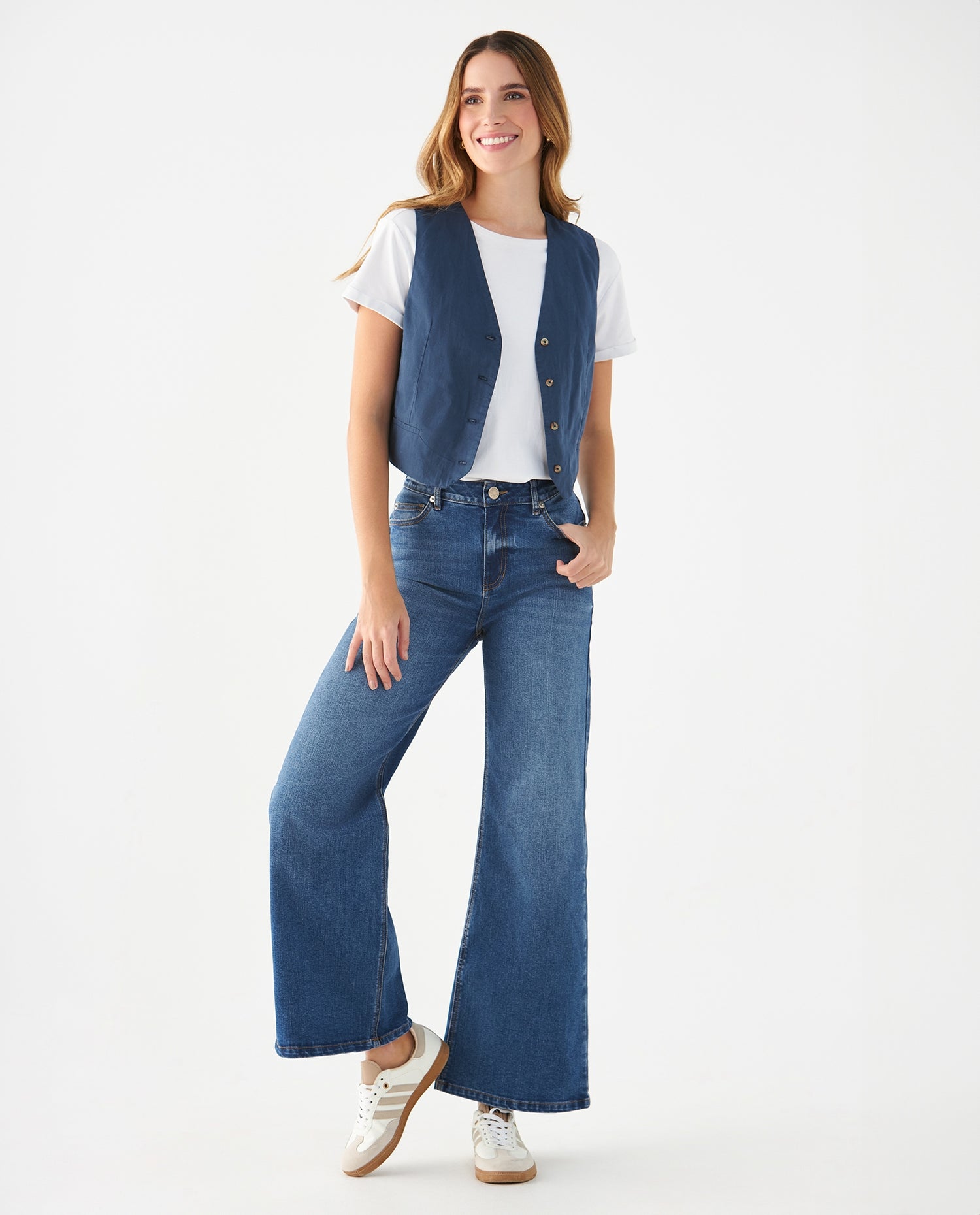 Camisa con escote en V para mujer - Azul