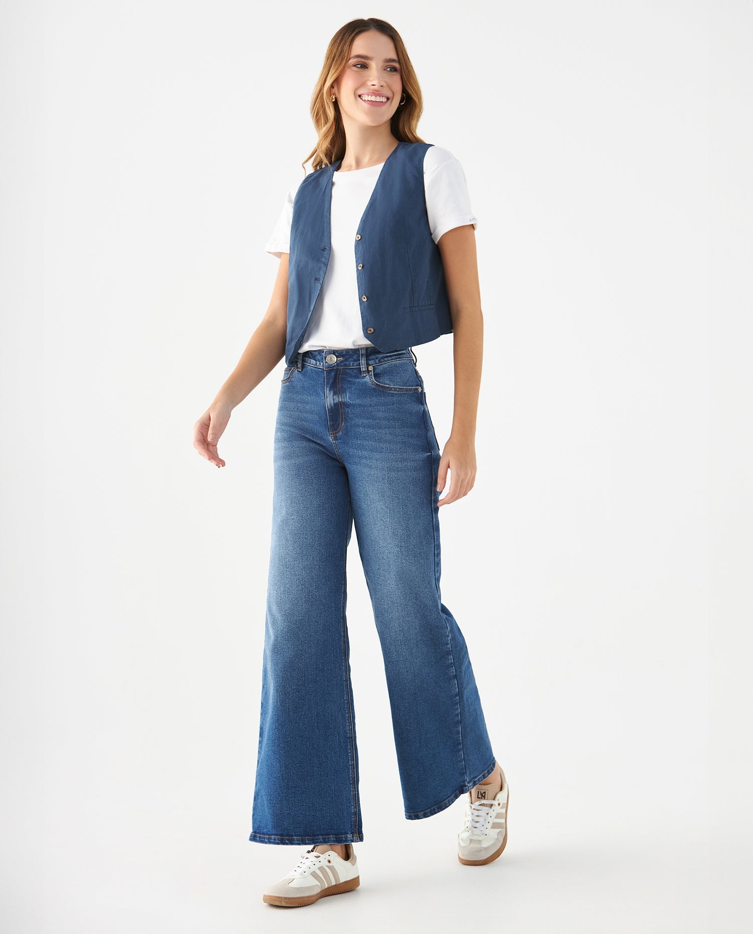 Camisa con escote en V para mujer - Azul