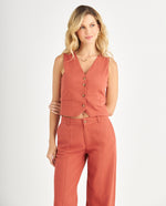 Camisa con escote en V para mujer - Rojo