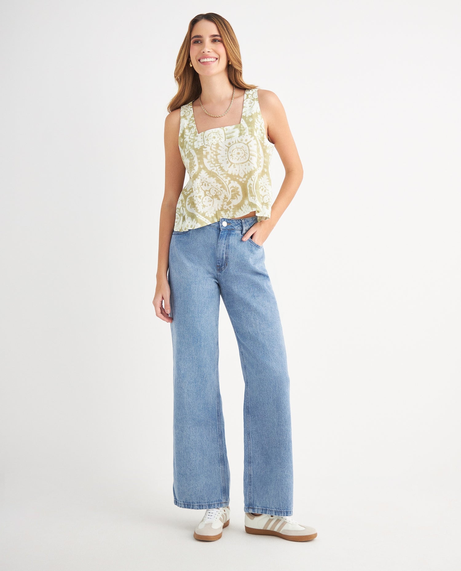 Camisa con escote recto para mujer - Verde