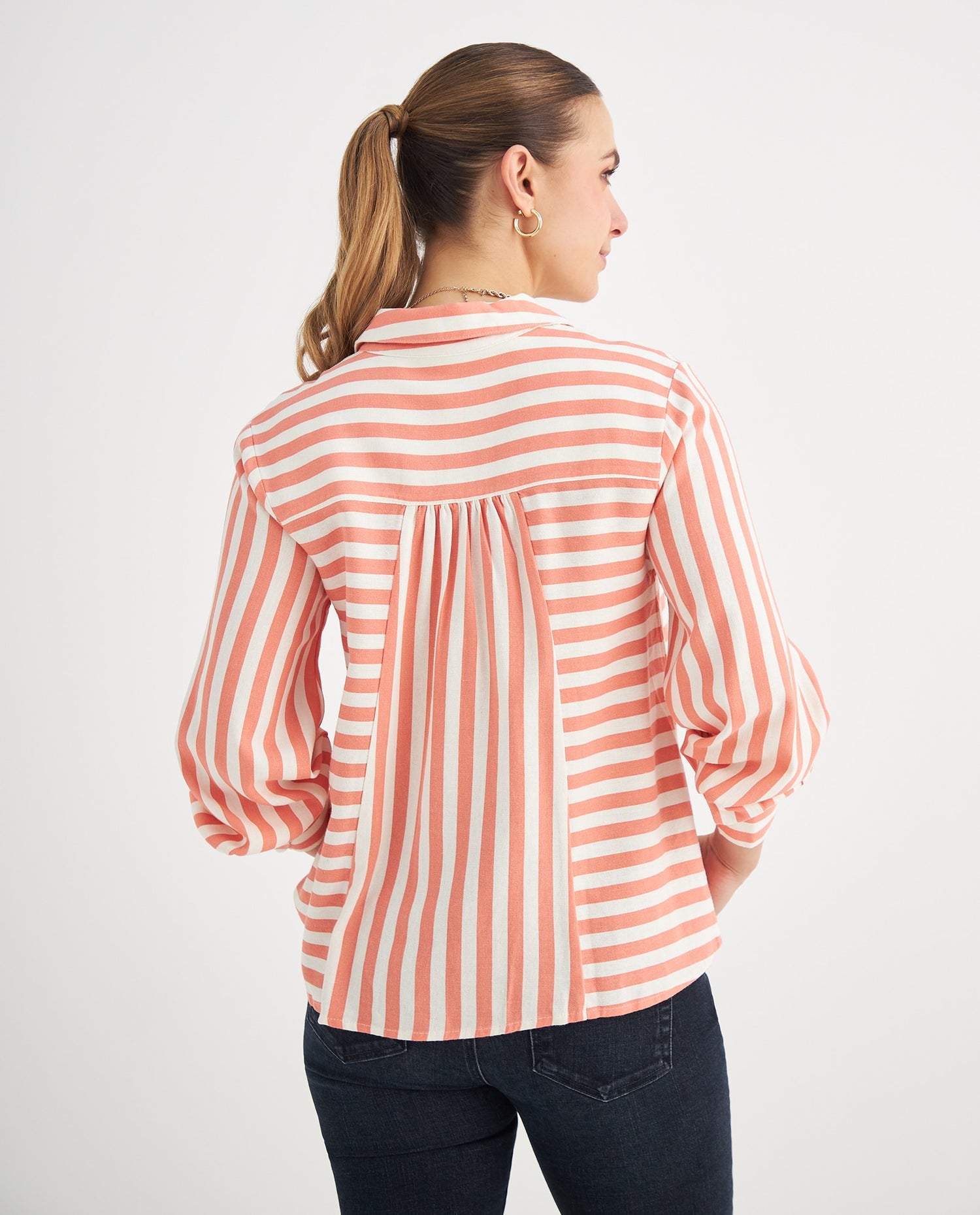 Camisa con estampado a rayas para mujer - Naranja