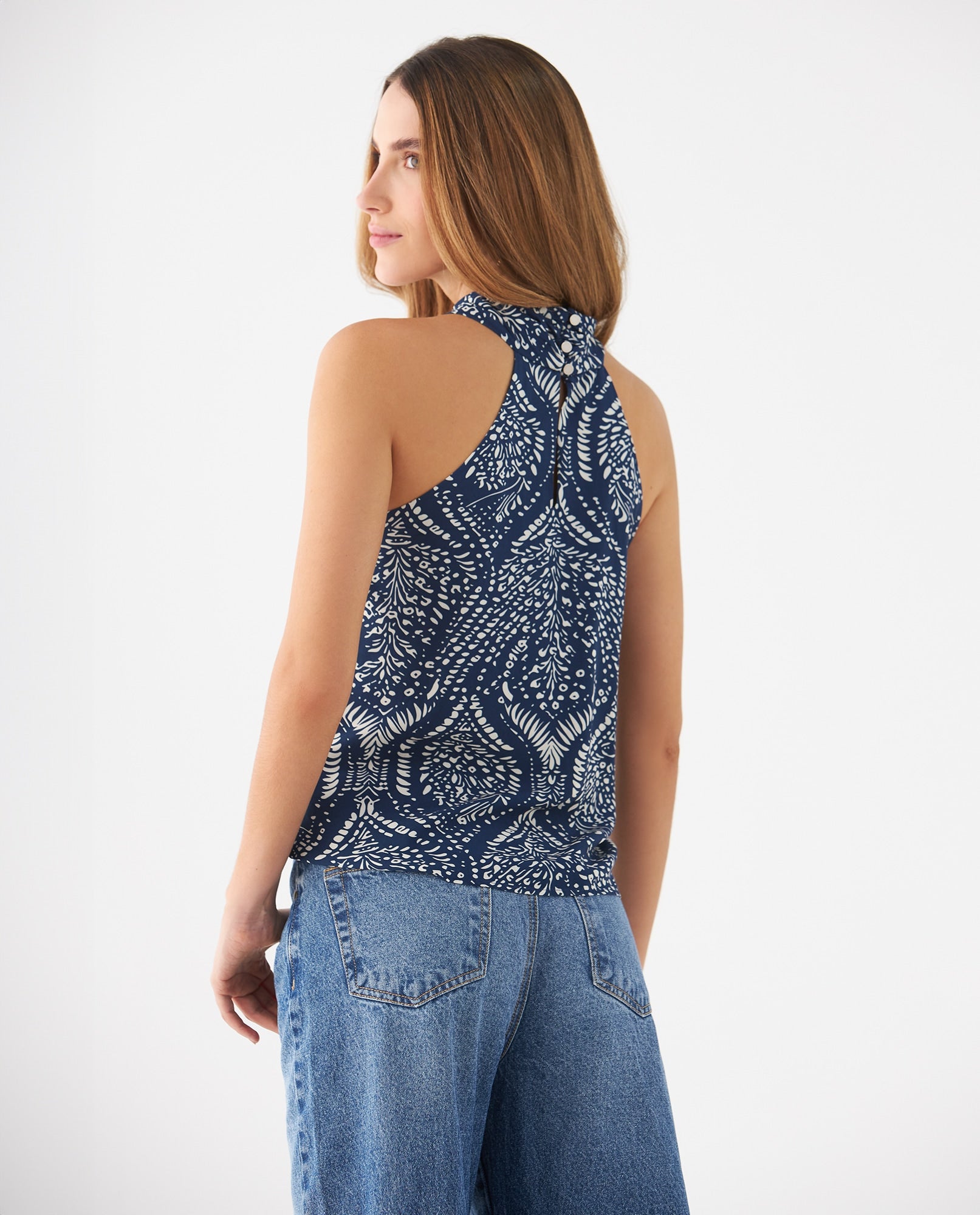 Camisa de cuello alto para mujer - Azul 34_619F057_AZU193923_4