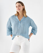 Camisa cuello neru para mujer - Azul