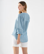 Camisa cuello neru para mujer - Azul