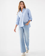 Camisa con mini prints bordados para mujer - Azul