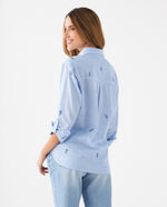 Camisa con mini prints bordados para mujer - Azul