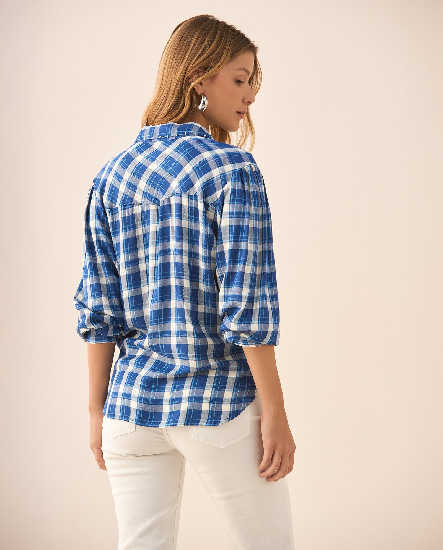Camisa con diseño a cuadros para mujer - Azul