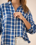 Camisa con diseño a cuadros para mujer - Azul
