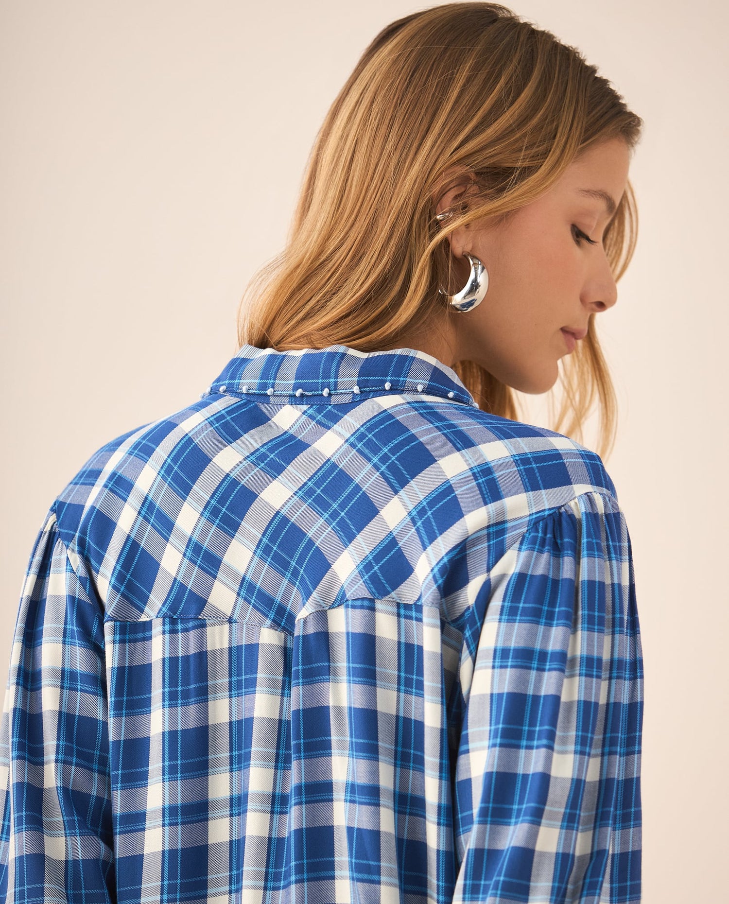 Camisa con diseño a cuadros para mujer - Azul