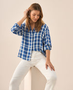 Camisa con diseño a cuadros para mujer - Azul