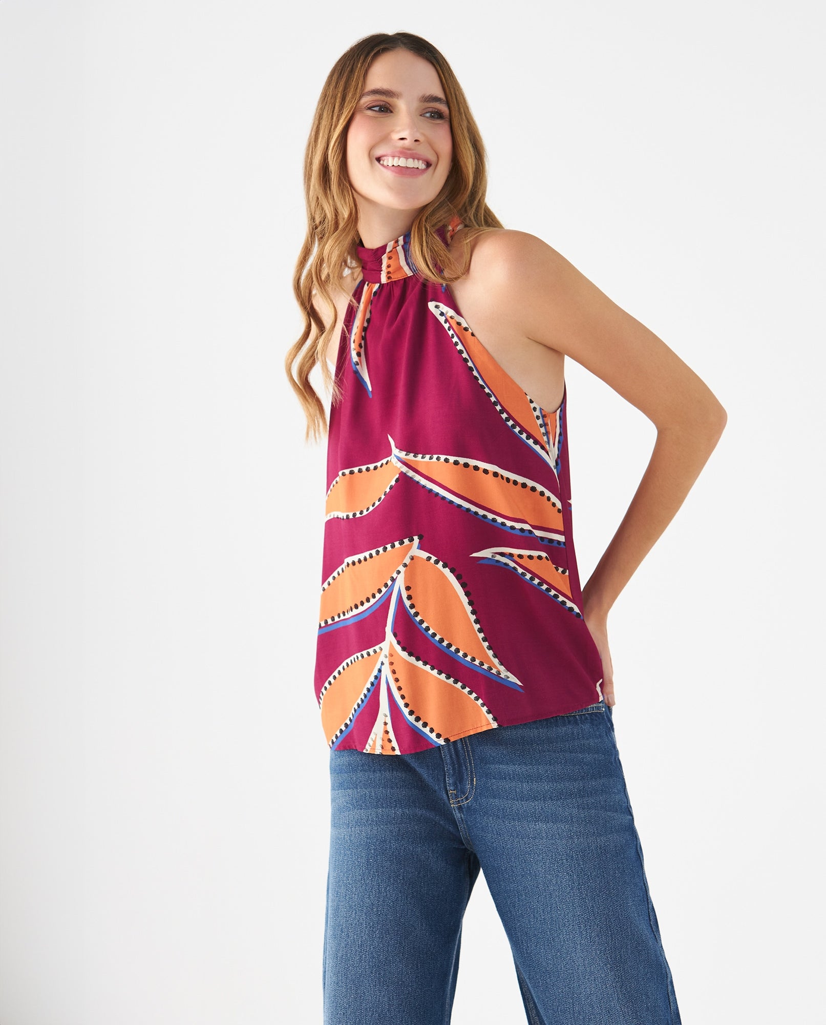 Camisa cuello halter para mujer - Morado 34_619F088_MOR192025_0
