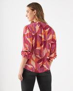 Camisa con estampado tropical para mujer - Rojo
