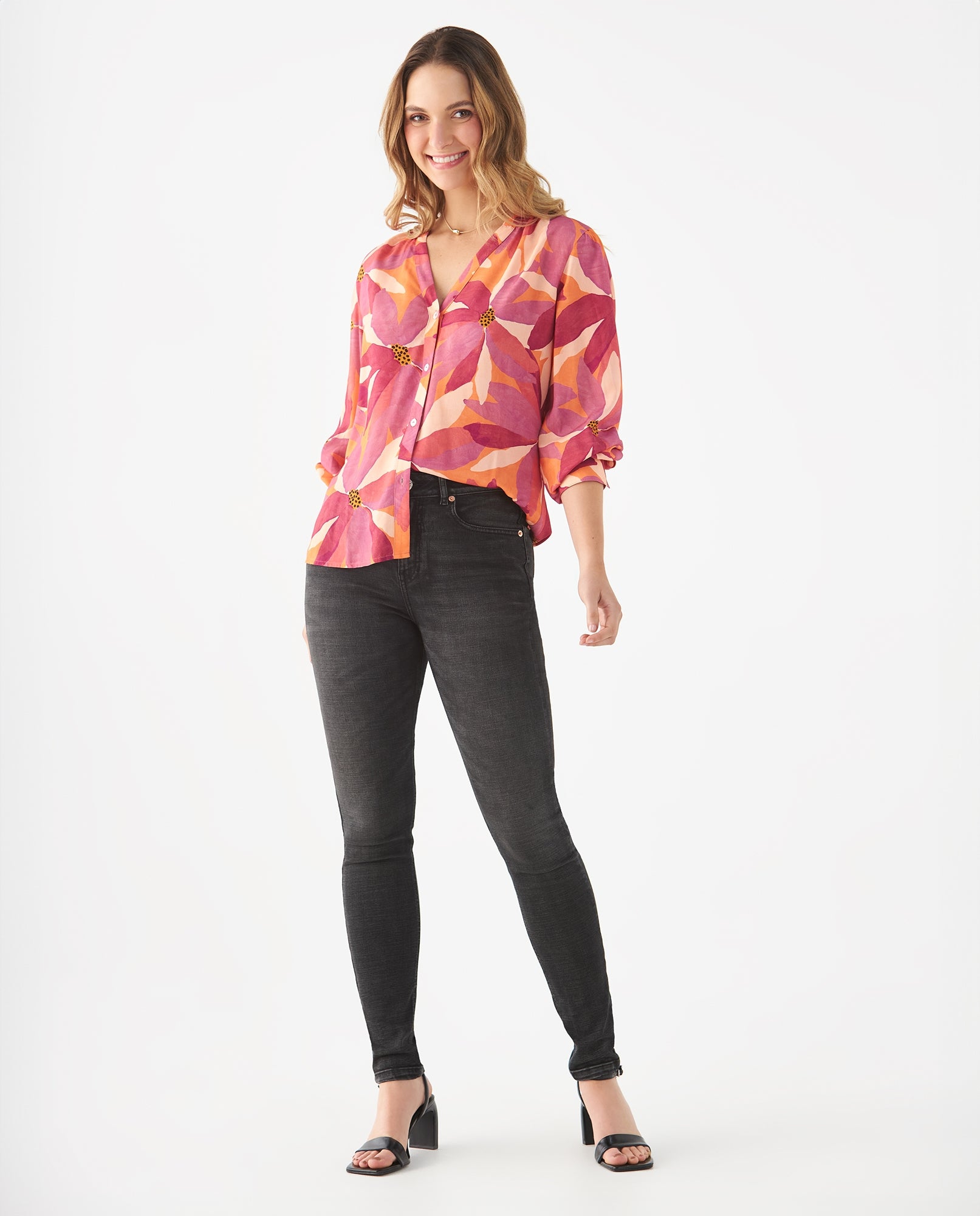 Camisa con estampado tropical para mujer - Rojo 34_619F089_ROJ171545_6