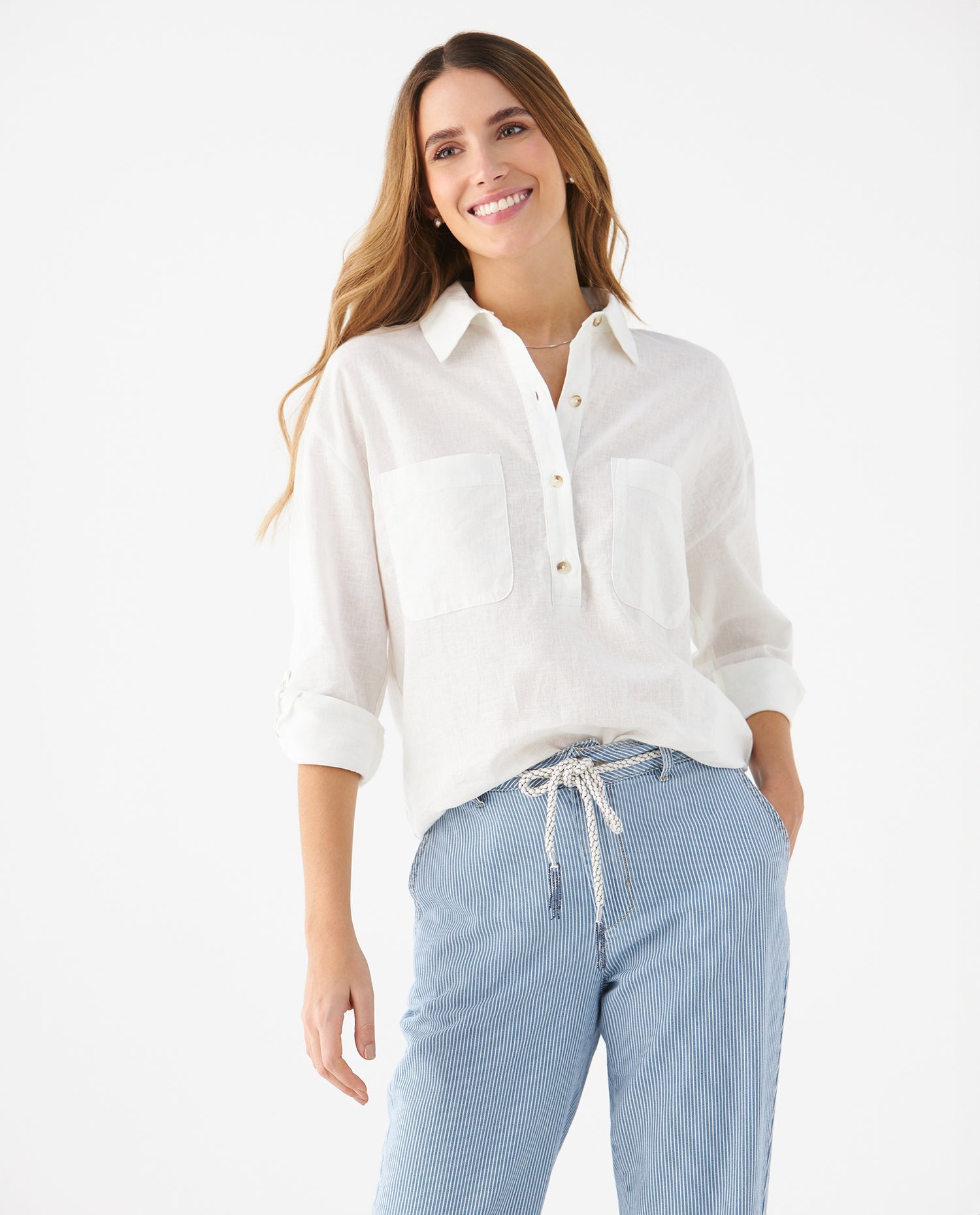 Camisa de diseño clásico para mujer - Crudo