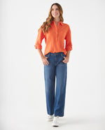Camisa de diseño clásico para mujer - Naranja