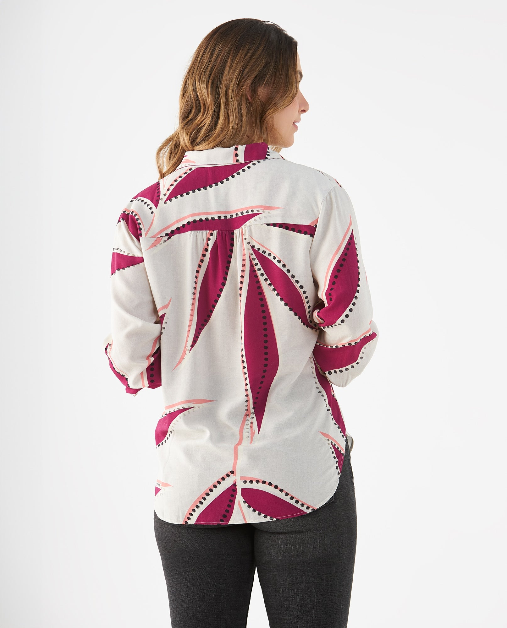 Camisa con estampado natural para mujer - Crudo 34_619F092_CRU110602_4