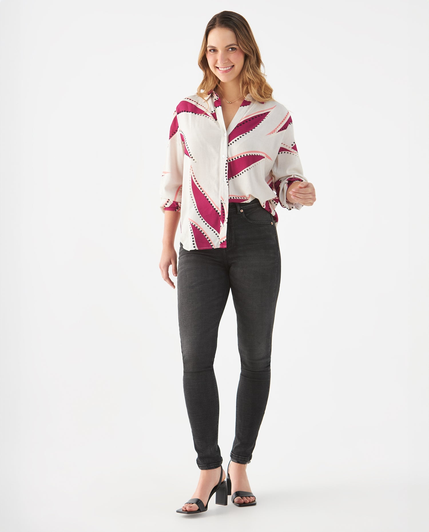 Camisa con estampado natural para mujer - Crudo